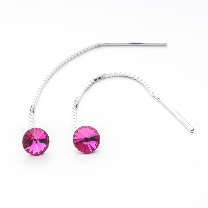 

Srebrne długie kolczyki z kr. Swarovski 6mm Fuch