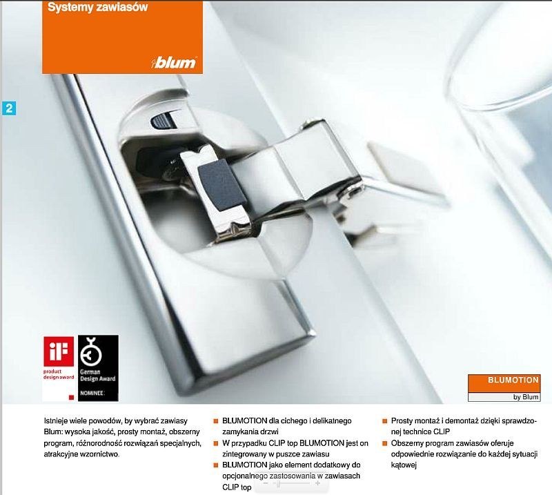 BLUM zawias clip top bliźniak z blumotion 171B3550 Marka Blum