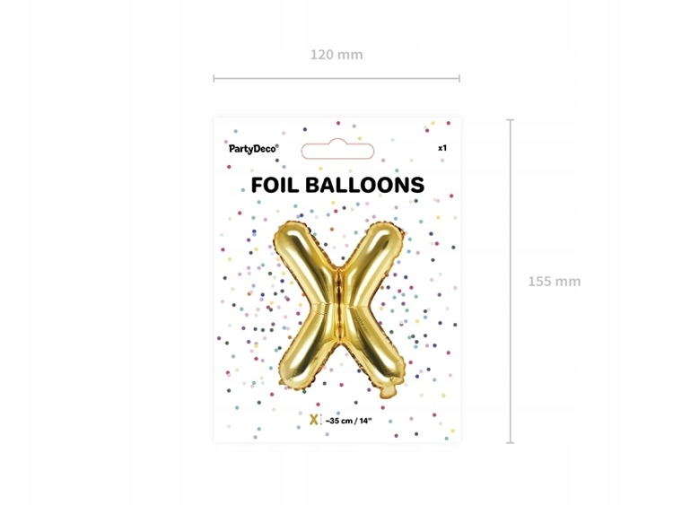 Balon foliowy X złoty 35cm 1szt FB2M-X-019 Wypełnienie powietrze