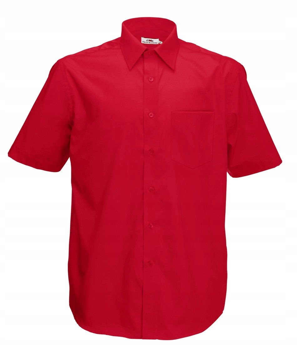 

Men Poplin Short Sleeve Shirt Red XXL