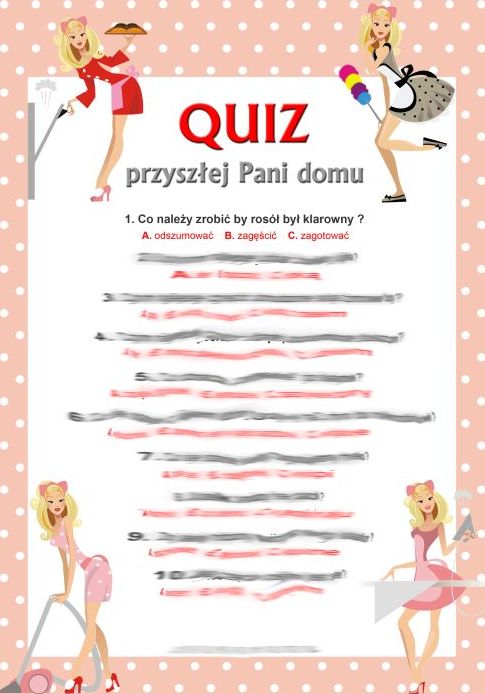 

Quiz test przyszłej pani domu na Wieczór Panieński