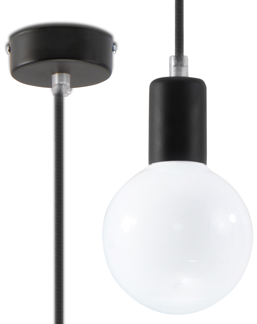 

Lampa Wisząca Sufit Edison Czarny Sollux 06