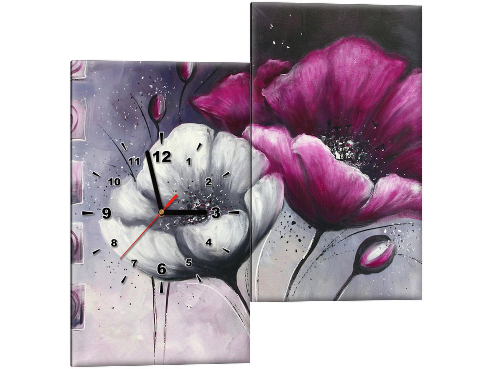 

Piękny zegar na ścianę 60x60 Kwiaty ścienny