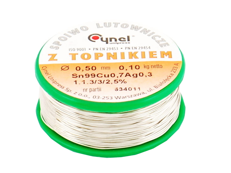 

Cyna z topnikiem 0,50mm 1000g 1kg Pb Free