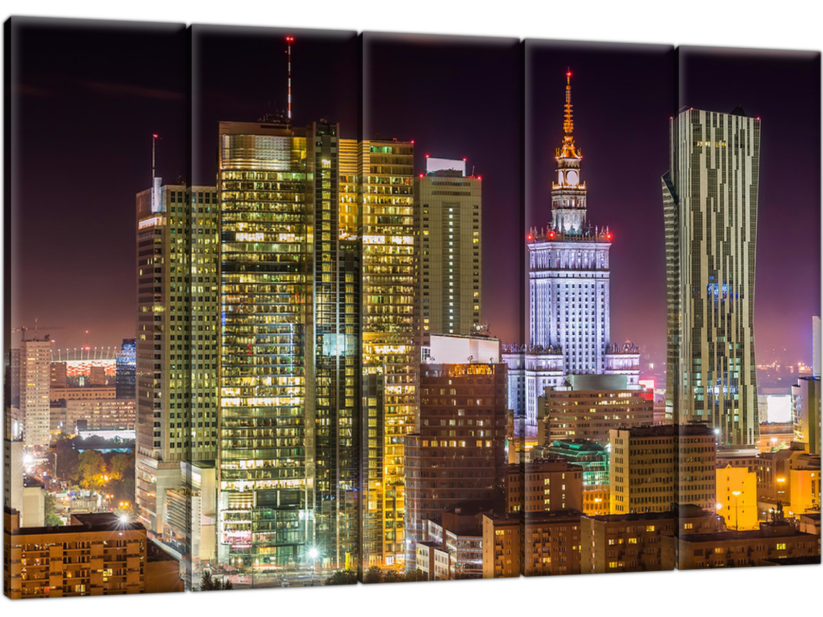 

Pałac Kultury Warszawa 100x63 Panorama Nocą Obraz