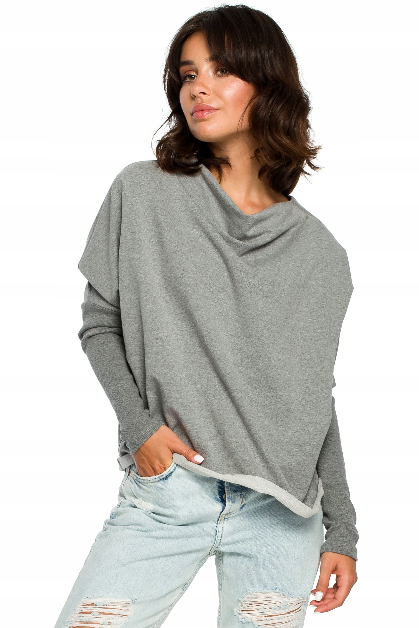 

B094 Bluza z dekoltem z tyłu - szara XXL/XXXL