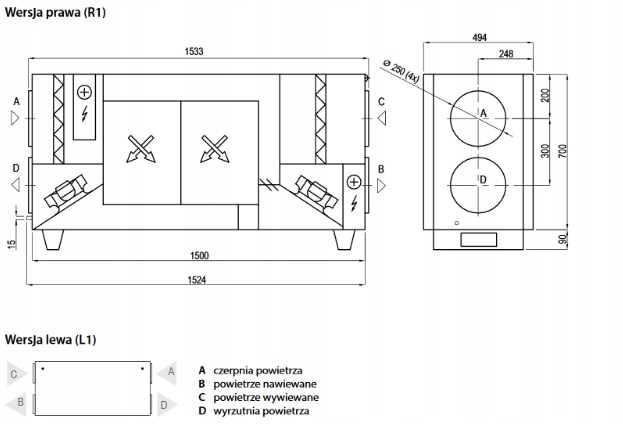 Rekuperator Komfovent DOMEKT CF 700 H C6 641m3/h Marka Komfovent