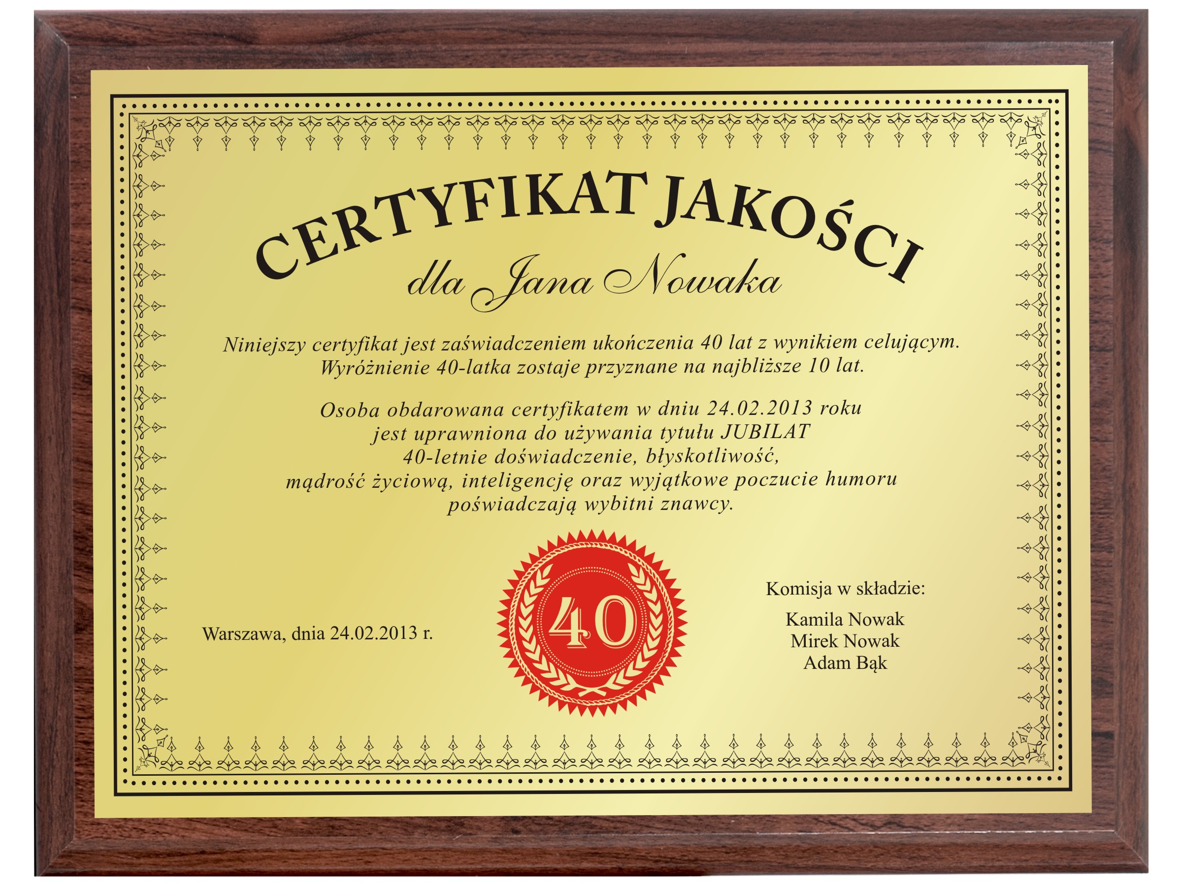 

18 30 40 50 60 70 80 Urodziny Certyfikat