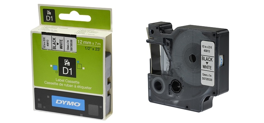 Páska Na Etikety Dymo 12 mm x 7 m černá a bílá Velmi Vysoká Kvalita Tisku