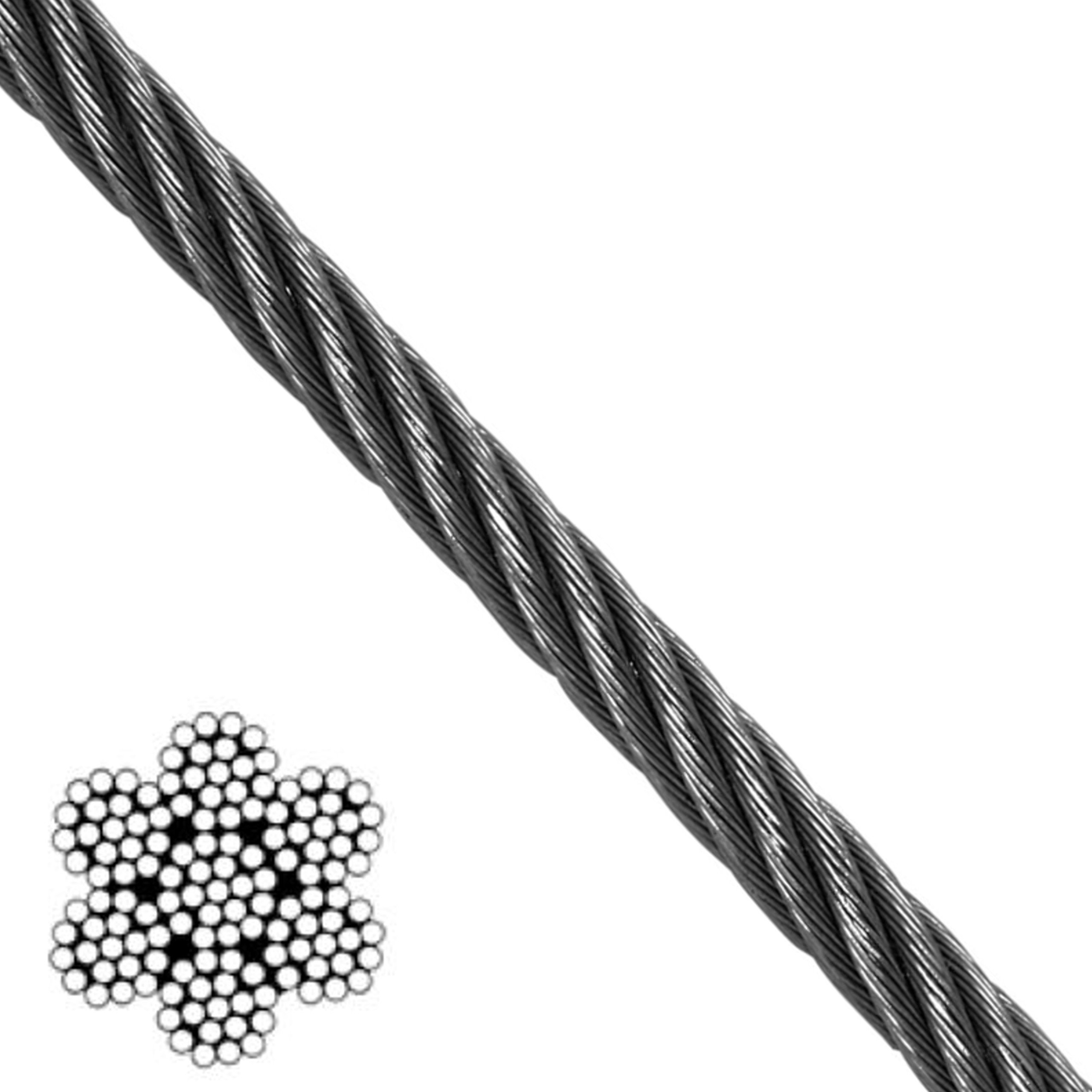 Lano Ocelové lanko Nerezové Inox Kyselinovzdorná 2,5 mm 7x19 Kyselovka A4 250 m