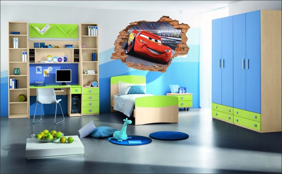 NAKLEJKI NA ŚCIANĘ Dziura Cars Auta Zygzak Długość 120 cm
