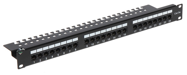 

Patchpanel RJ-45 PP-24/RJ/C Rack 19 1U KAT.5e Abcv