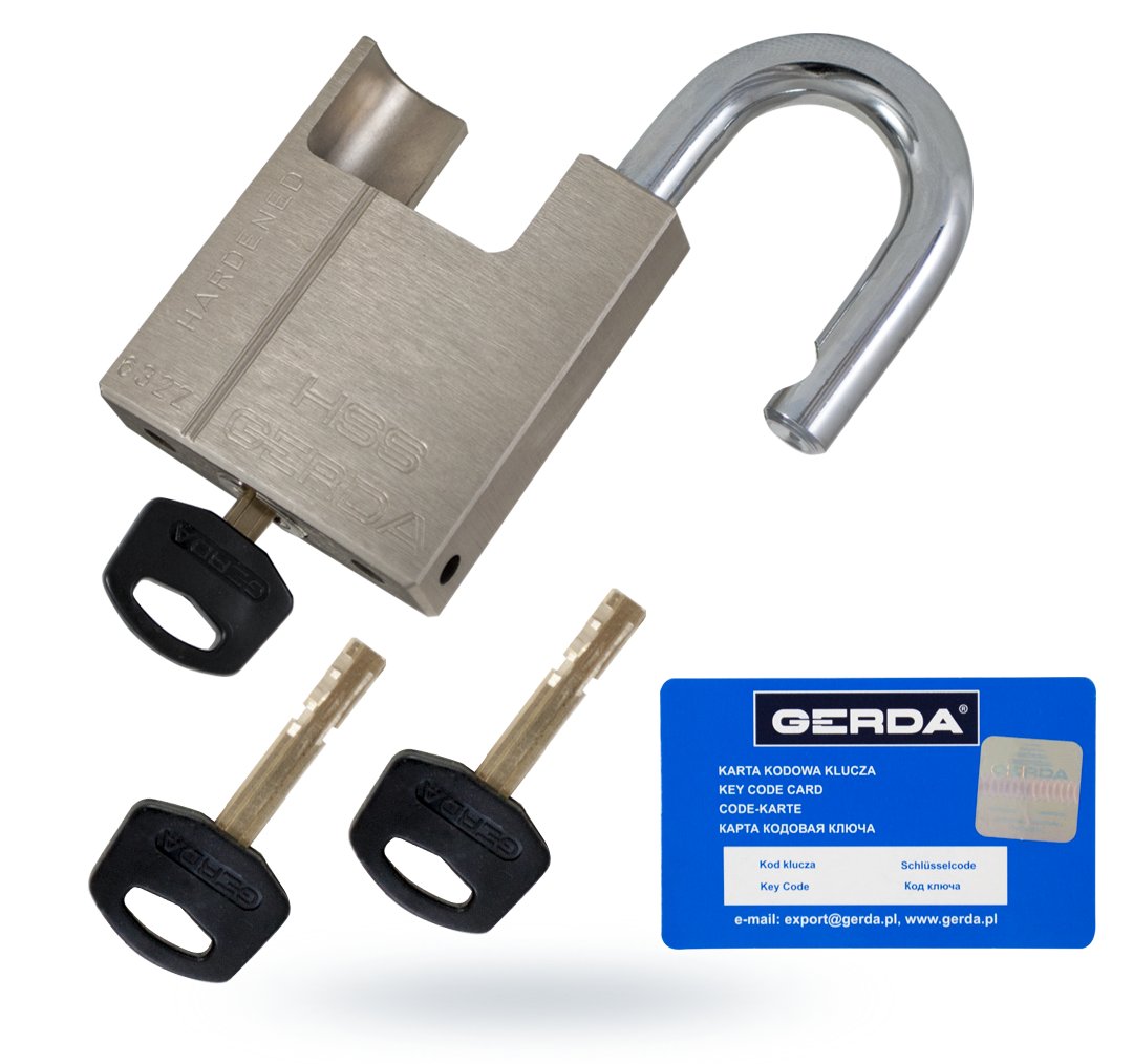 Paličkový visiaci zámok s chráneným obalom Gerda 65 mm proti vlámaniu Atest