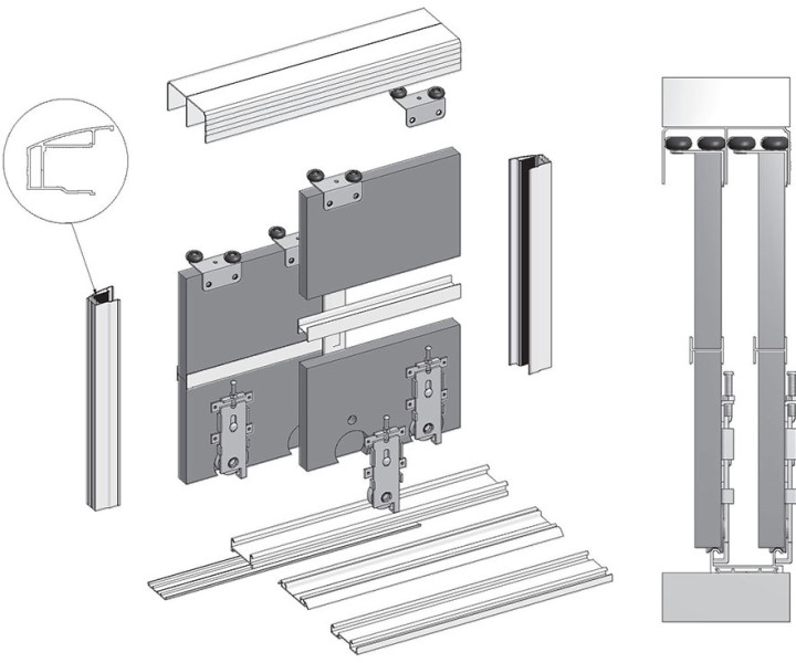 

System drzwi przesuwnych 3,5m/4sk Duo Bimak