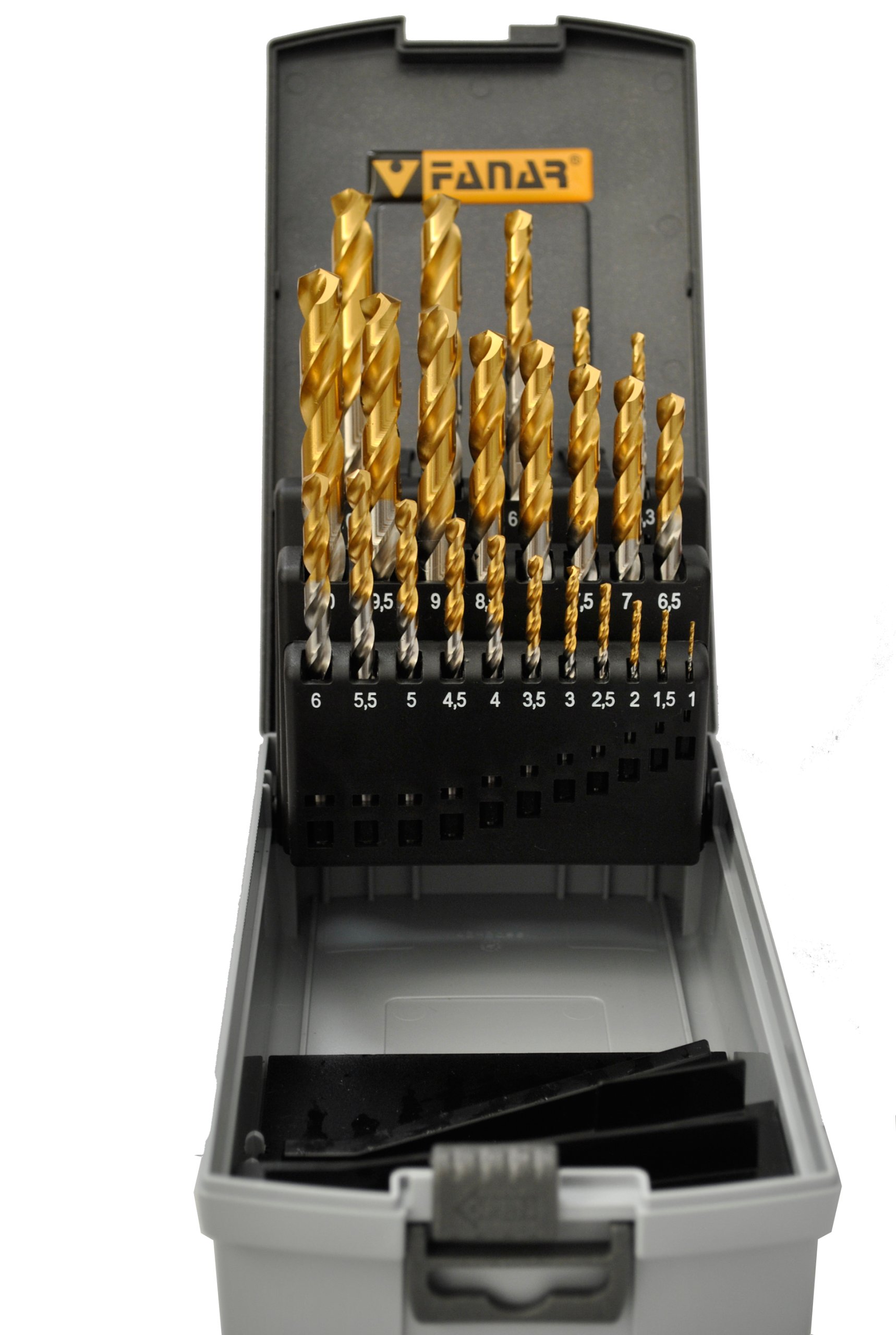 Zestaw wierteł cylindrycznych CZW-24 fi 1-10 mm Hsse Inox Tin Fanar