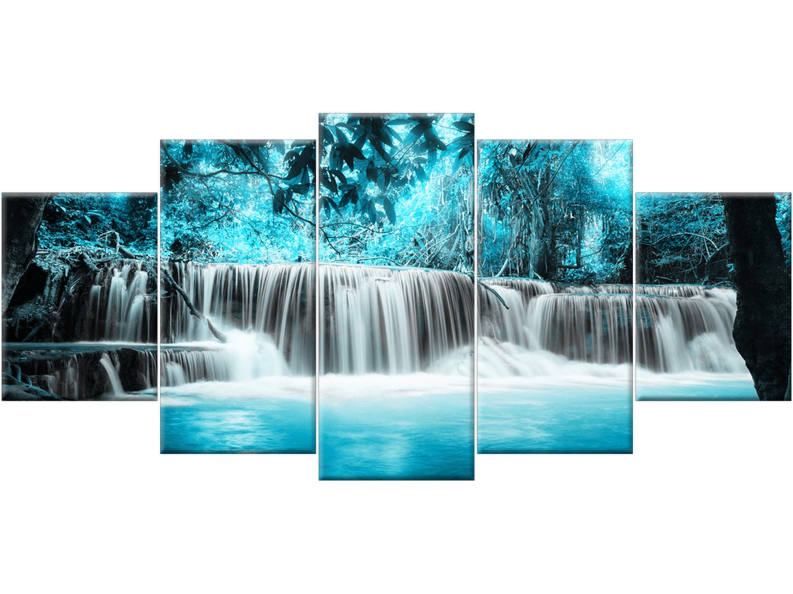 Obraz na płótnie Tryptyk Wodospad 150x70 na ścianę