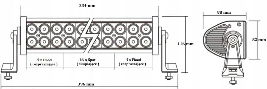 PANEL LED LAMPA OFF ROAD HALOGEN 72W 7200LM HIT Part manufacturer Aint