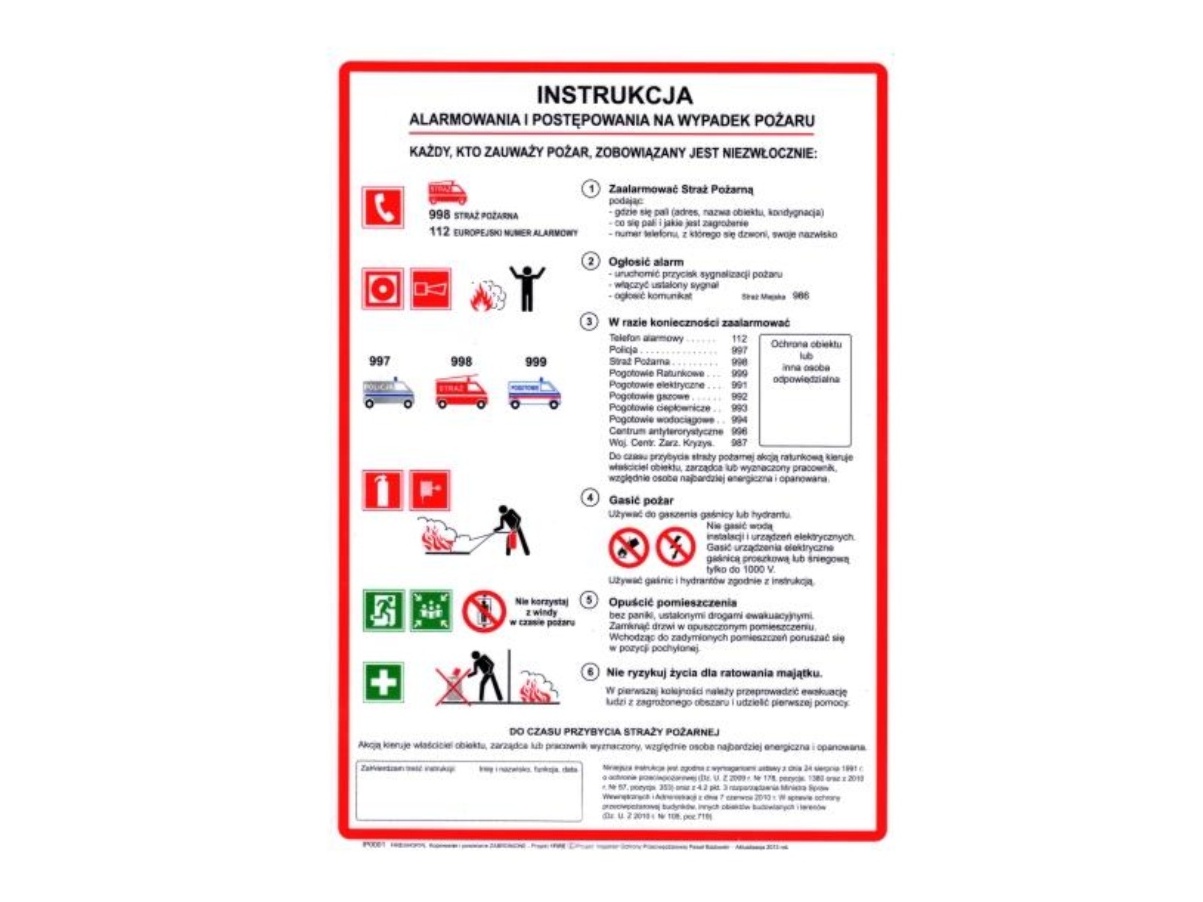 

Instrukcja alarmowania postępowania Grafika ppoż.