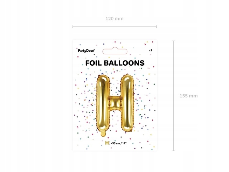 Balon foliowy H złoty 35cm 1szt FB2M-H-019 Wypełnienie powietrze