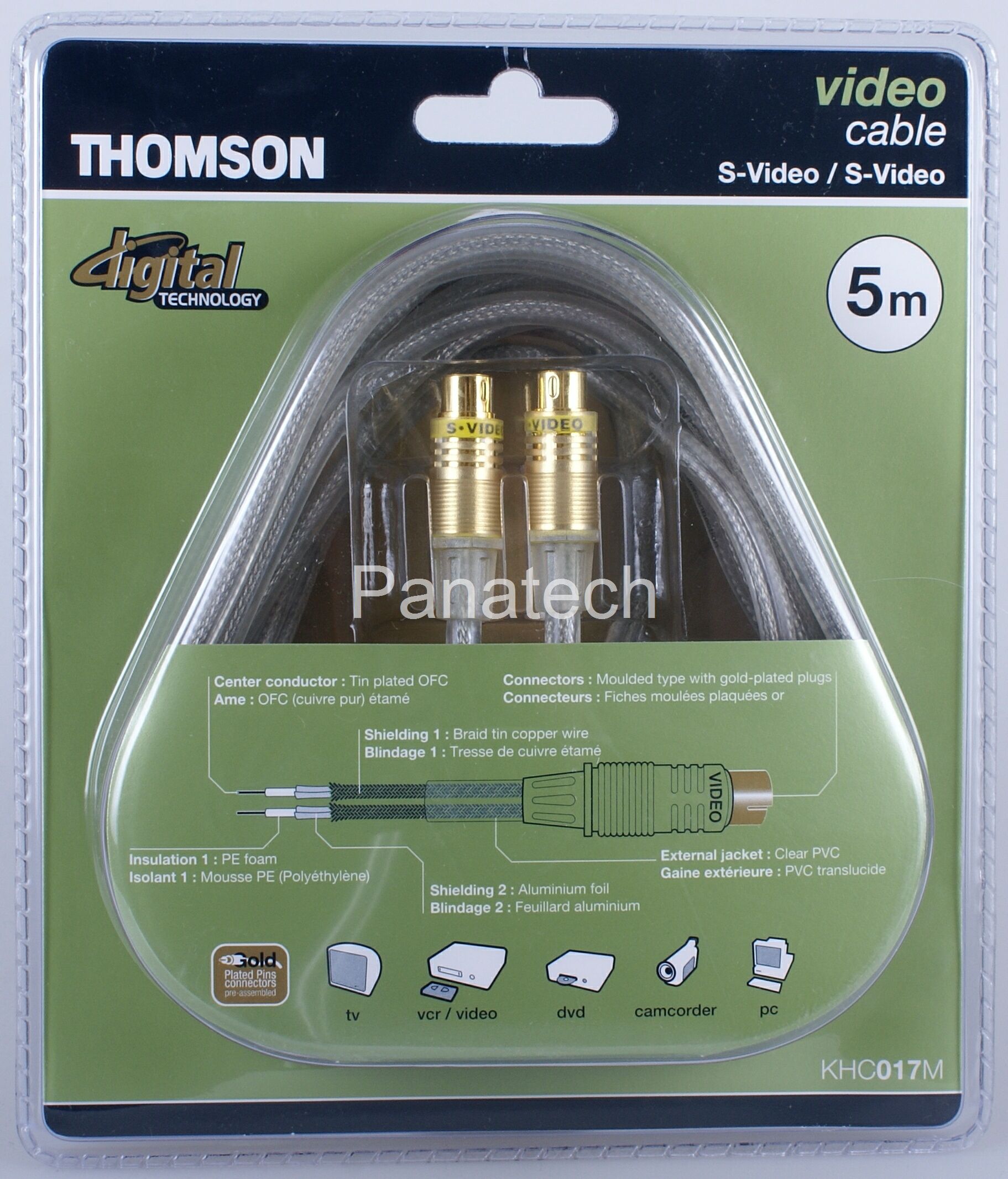 Kabel 1x S-VIDEO SVHS M/M Gold 2xEkran 5m. THOMSON EAN (GTIN) 3244480121320