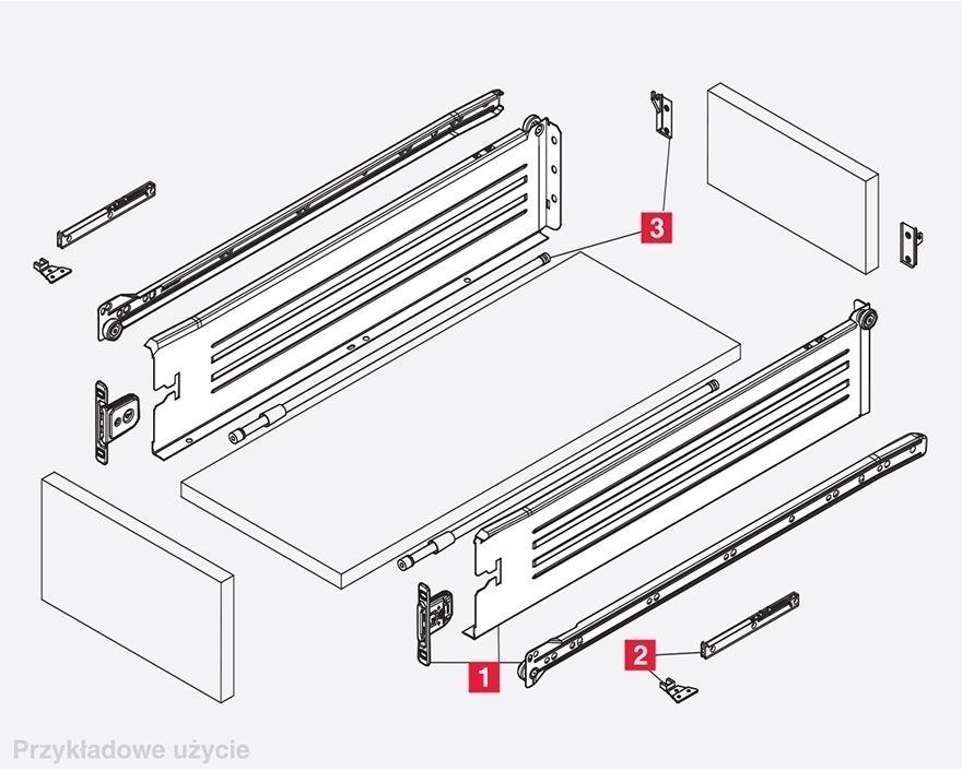 METALBOX metalowe boki do szuflady BIAŁE 500/150 Marka Strong