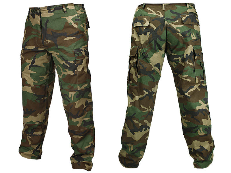 Pánské taktické vojenské bojové kalhoty Mil-Tec Rip-Stop Bdu Woodland XL