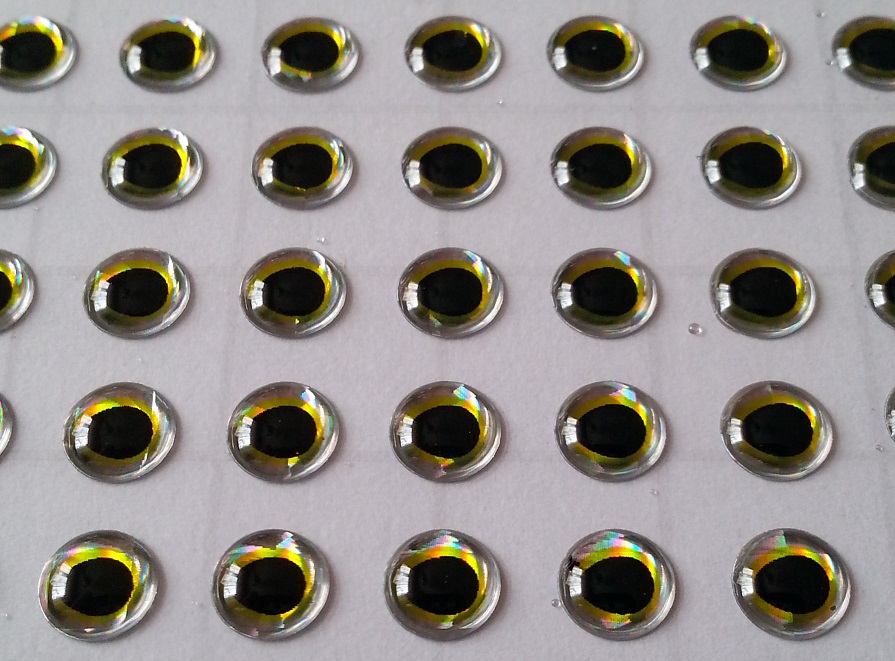 Oczy 3D Łezki Silver-yellow 8 mm 100-sztuk