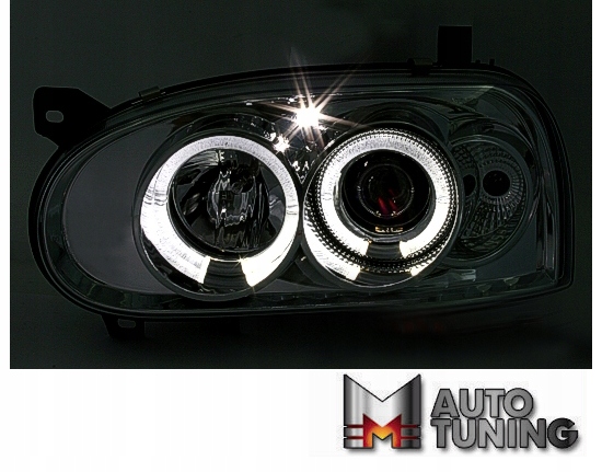 Передние фары VW Golf 3 angel eyes black