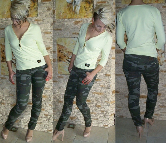 NOWOŚĆ SEXY bluzka złoty zamek ZIP bawełna UNI Rozmiar uniwersalny