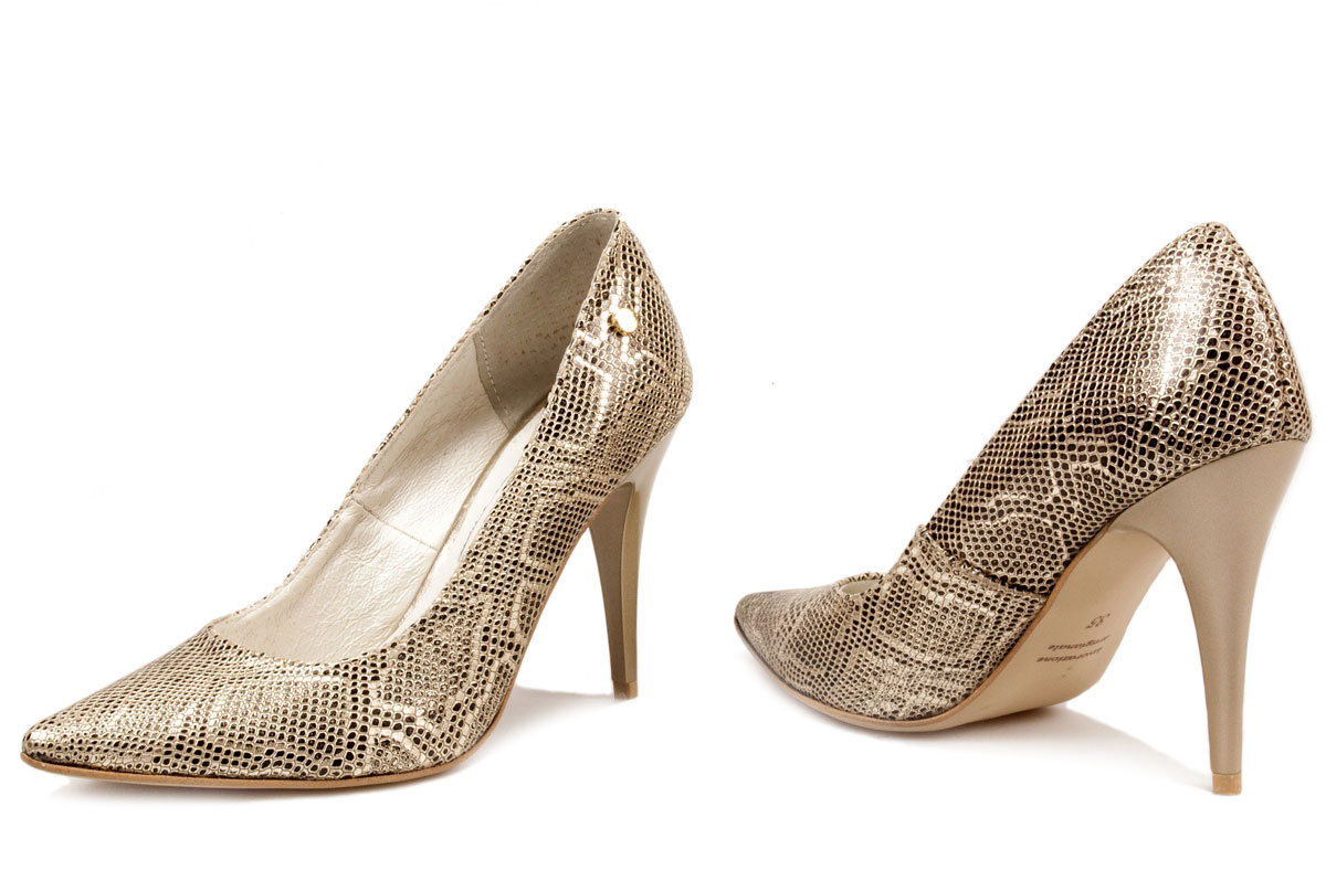 Zlatá cobra kožené elegantní klasické dámské lodičky J.w 35