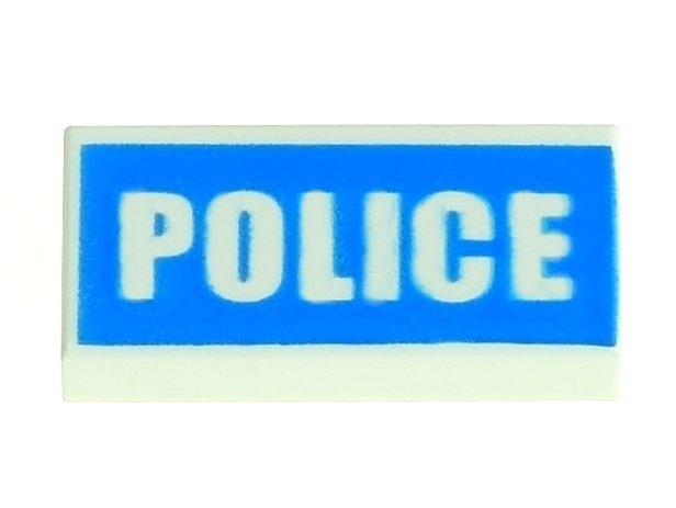 

Lego Płytka nadruk 1x2 Police 3069bpb139 biała