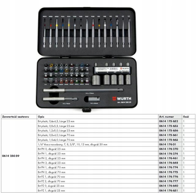 Wurth набір наконечників 59 шт.