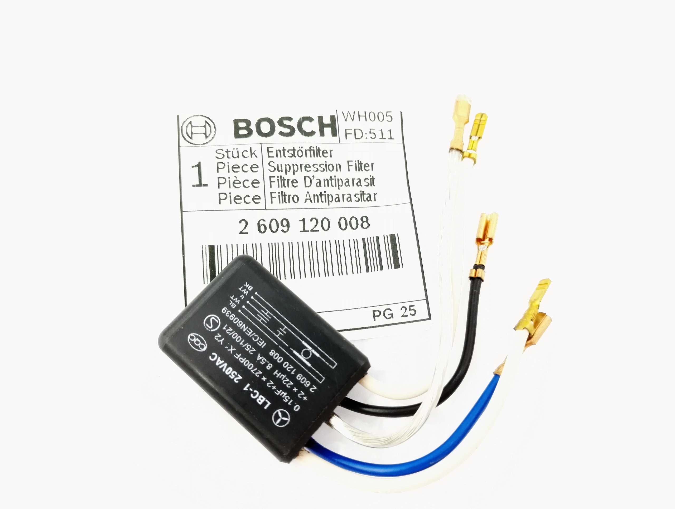 Kondenzátorový filter p / z 0,15 uF BOSCH GWS 850 PWS GE