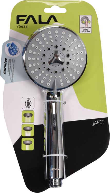 SŁUCHAWKA PRYSZNICOWA JAPET 3 FUNKCJE + AIR INLET Kolor chrom