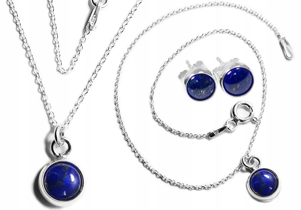 

Naszyjnik Lapis LAZULI+Bransoletka Srebro (kw153)