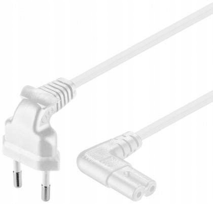 

Kabel zasilający kątowy Euro C7 ósemka 2m biały