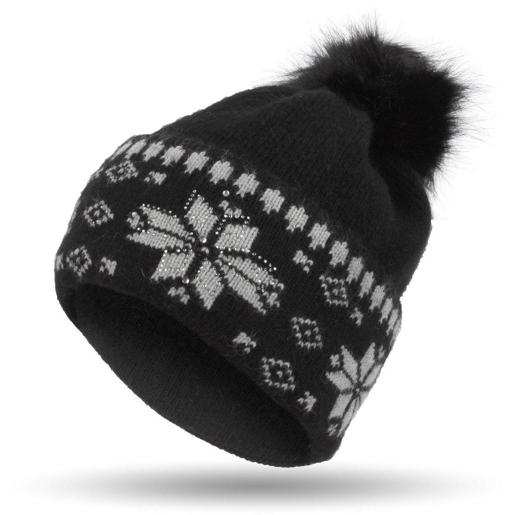 

W331C Czapka Zimowa Beanie Śnieżki Pompon Czarna
