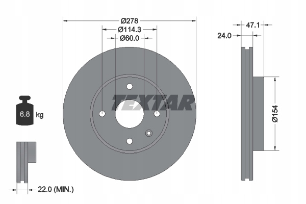 Тормозні диски Колодки TEXTAR Перед CHEVROLET EPICA 278mm Сторона кабіни перед foto 0