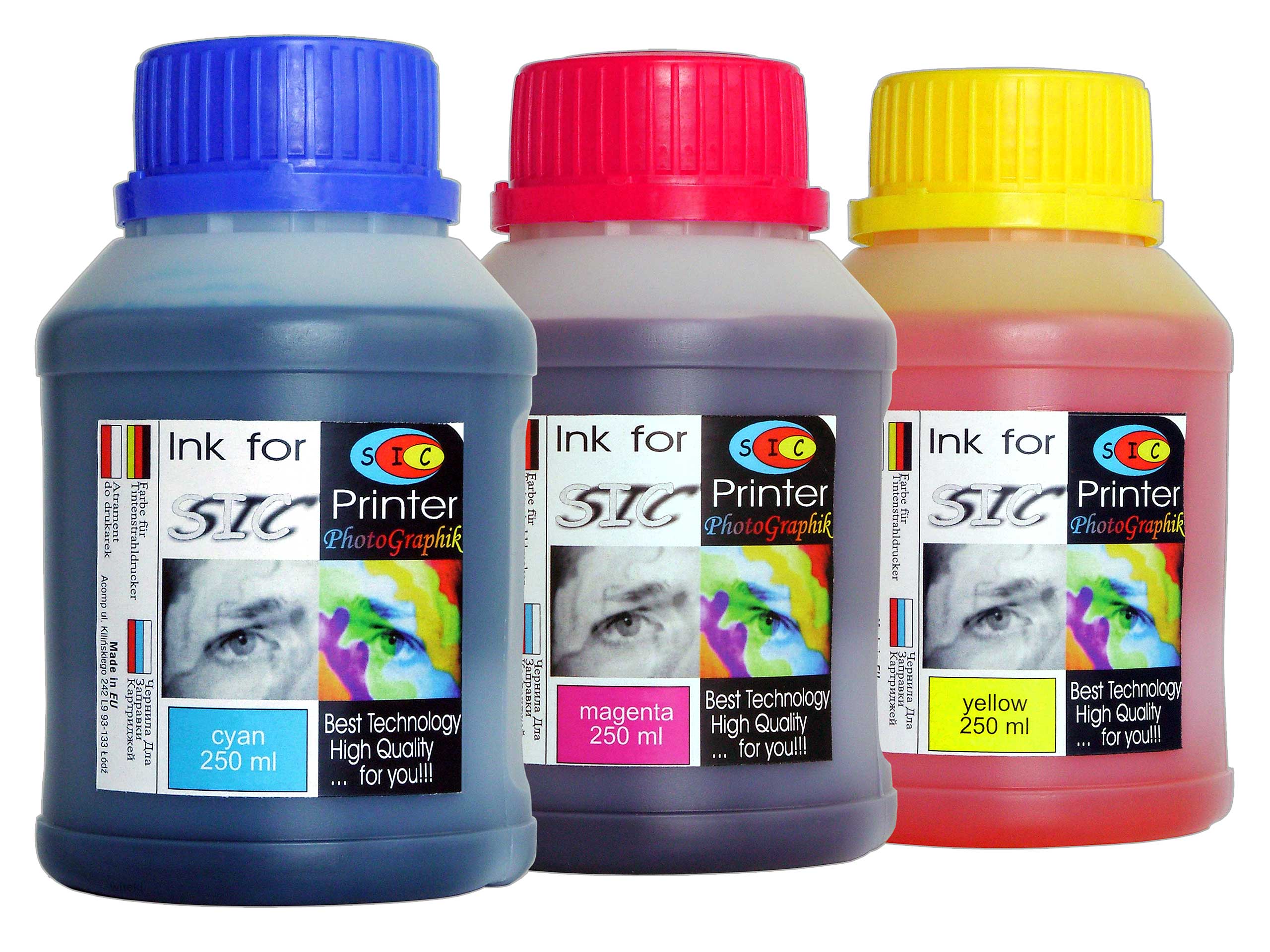 

Sic 3x250ml Tusz kolorowy Hp/canon/lexmark Kurier