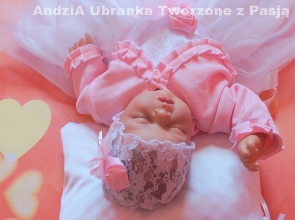 BOLERKO - SWETEREK BIAŁY RÓŻOWY do CHRZTU 62/68 Rozmiar 68