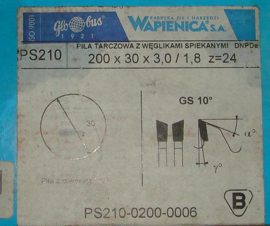 Kotúčová PÍLA, držiaky SVETE 200x30x3,0/1,-24z