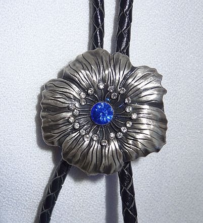 Bolo kravata country western Květina s Zirkony pletenina přírodní kůže