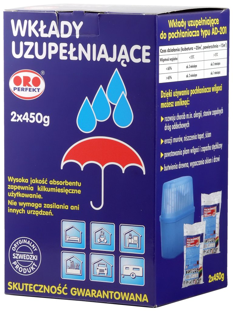 

Oro Pochłaniacz wilgoci wkłady 2x450g