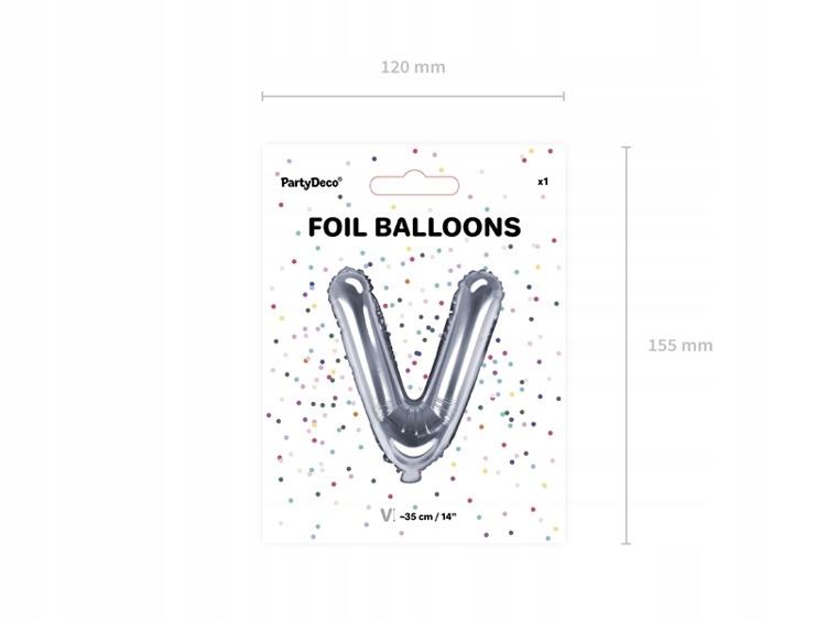 Balon foliowy V srebrny 35cm 1szt FB2M-V-018 Kod producenta FB2M-V-018