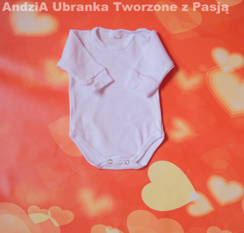 BIAŁE BAWEŁNIANE BODY DŁUGI RĘKAW CHRZEST 68 Rękaw długi rękaw