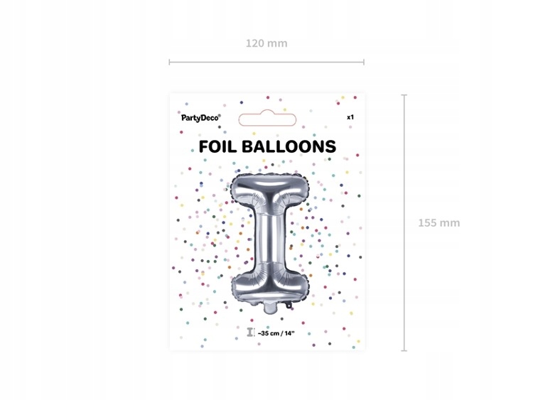 Balon foliowy I srebrny 35cm 1szt FB2M-I-018 Kod producenta FB2M-I-018