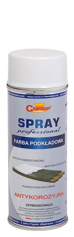 Emalia Farba Spray Lakier 400ml podkład biały champion