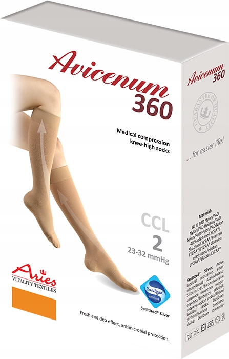

Podkolanówki uciskowe przeciwżylakowe Aries 360DEN