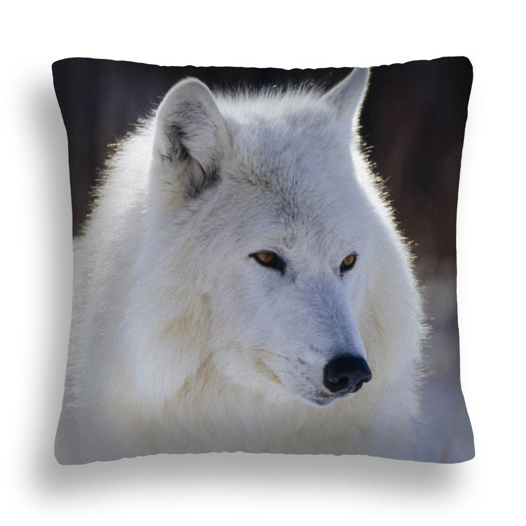 PODUSZKA WILK 04 PORTRET BIAŁEGO WILKA ALFA JASIEK