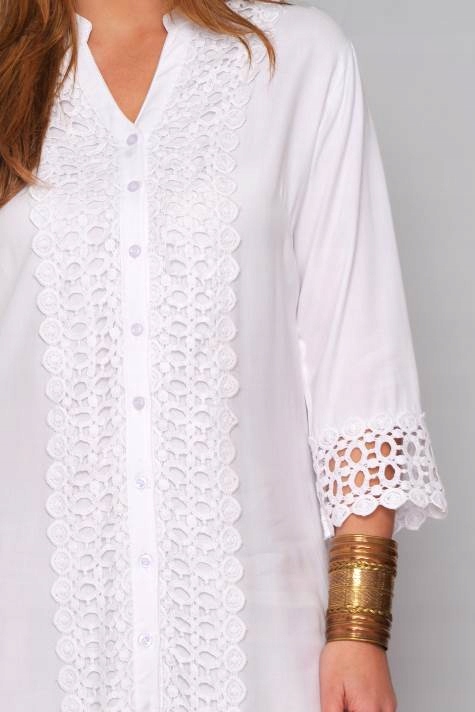 TUNIKA PLAŻOWA - S / M - GRUBA WYSZYWANA KORONKA Wzór dominujący bez wzoru